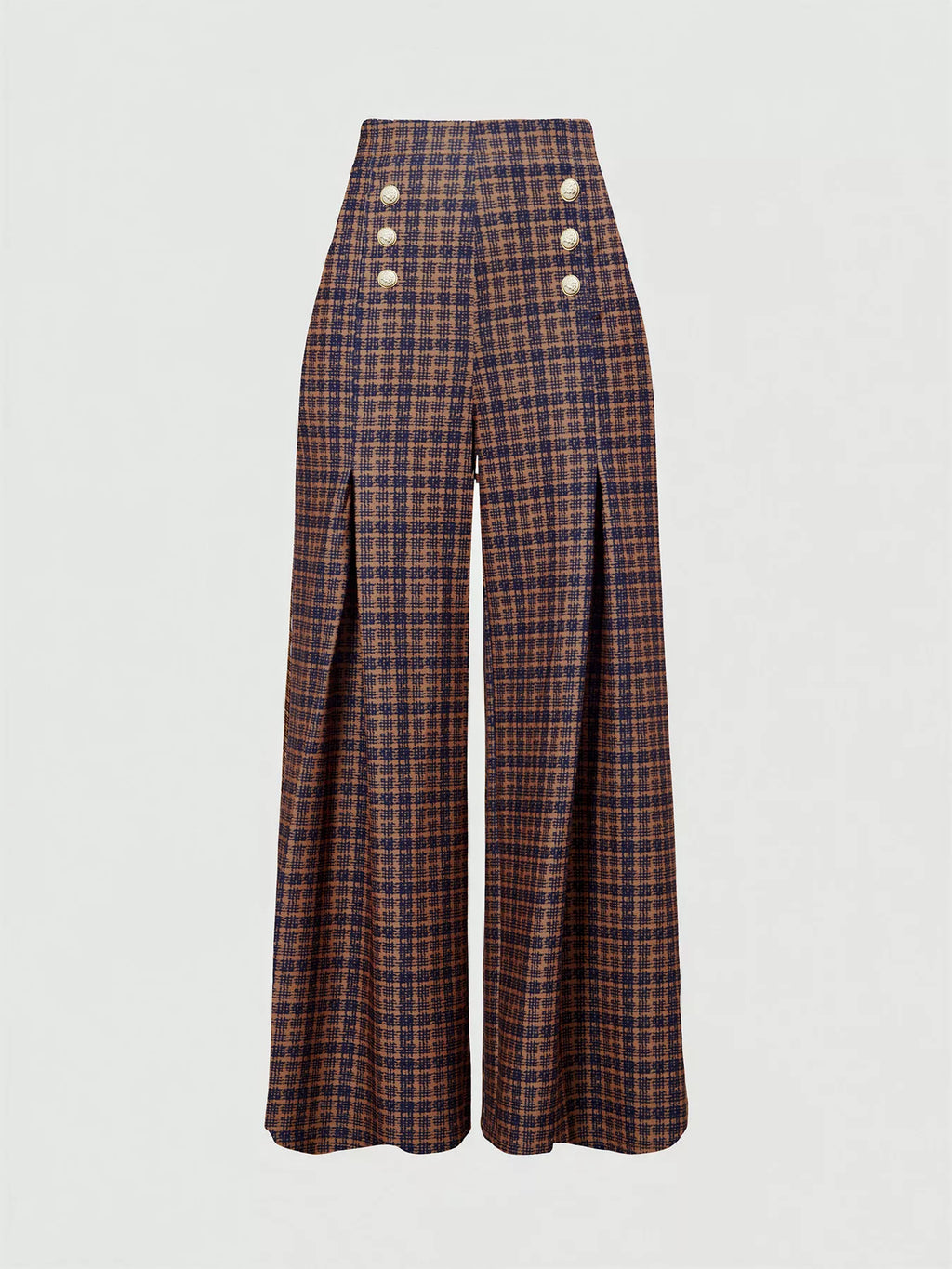 Plaid Wide-Leg Pants