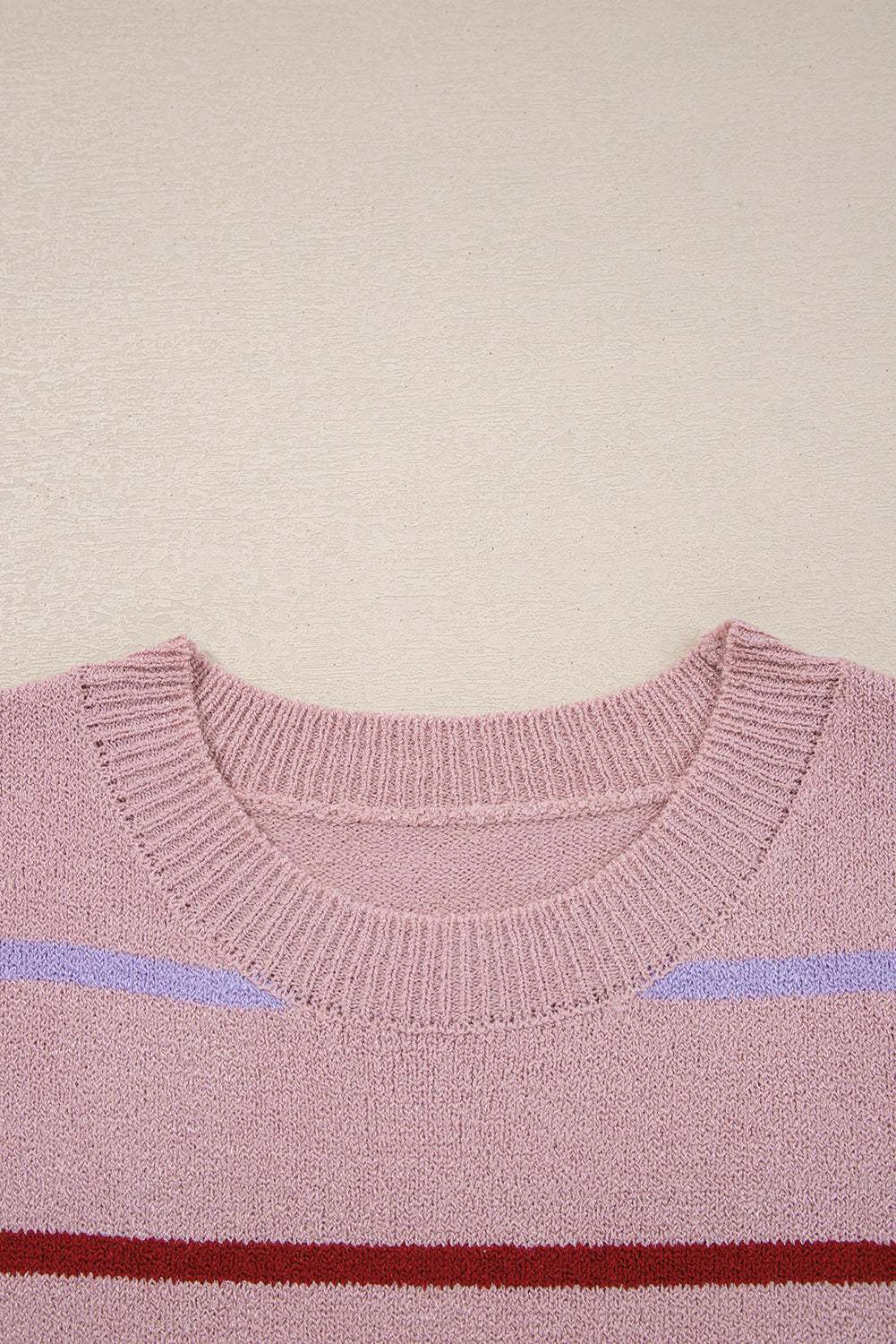 Stripe Ribbed Trim Drop Shoulder Sweater