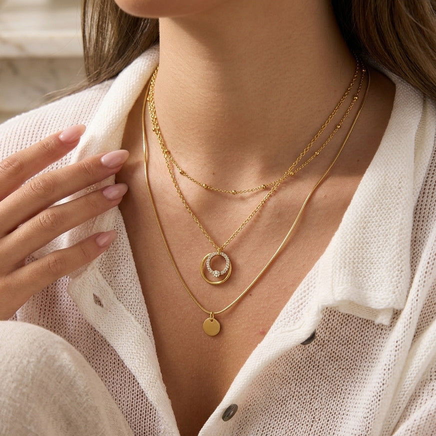 Sliding Double Circle Pendant Necklace Collection