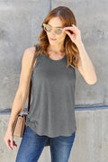 Round Neck Curved Hem Tank Top – Rayon Blend