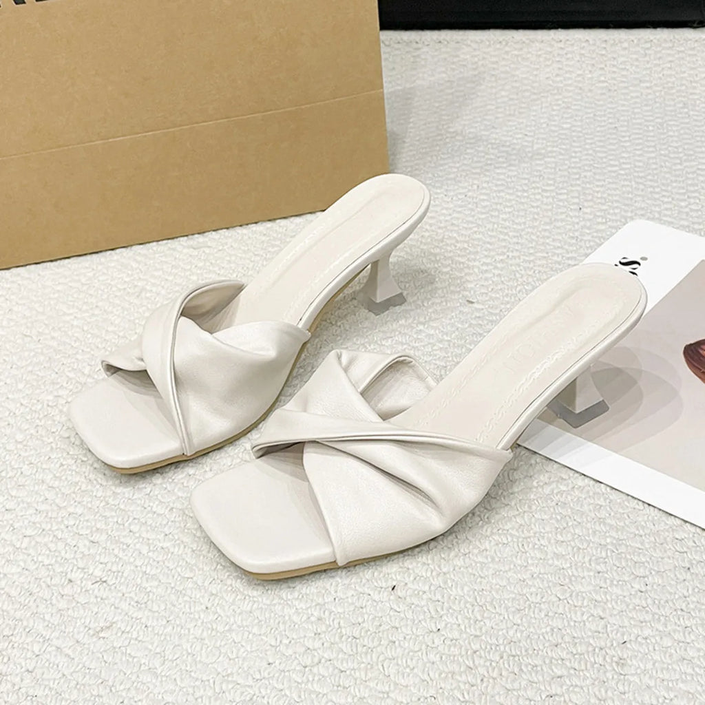 Open Toe Twisted Slide Sandals