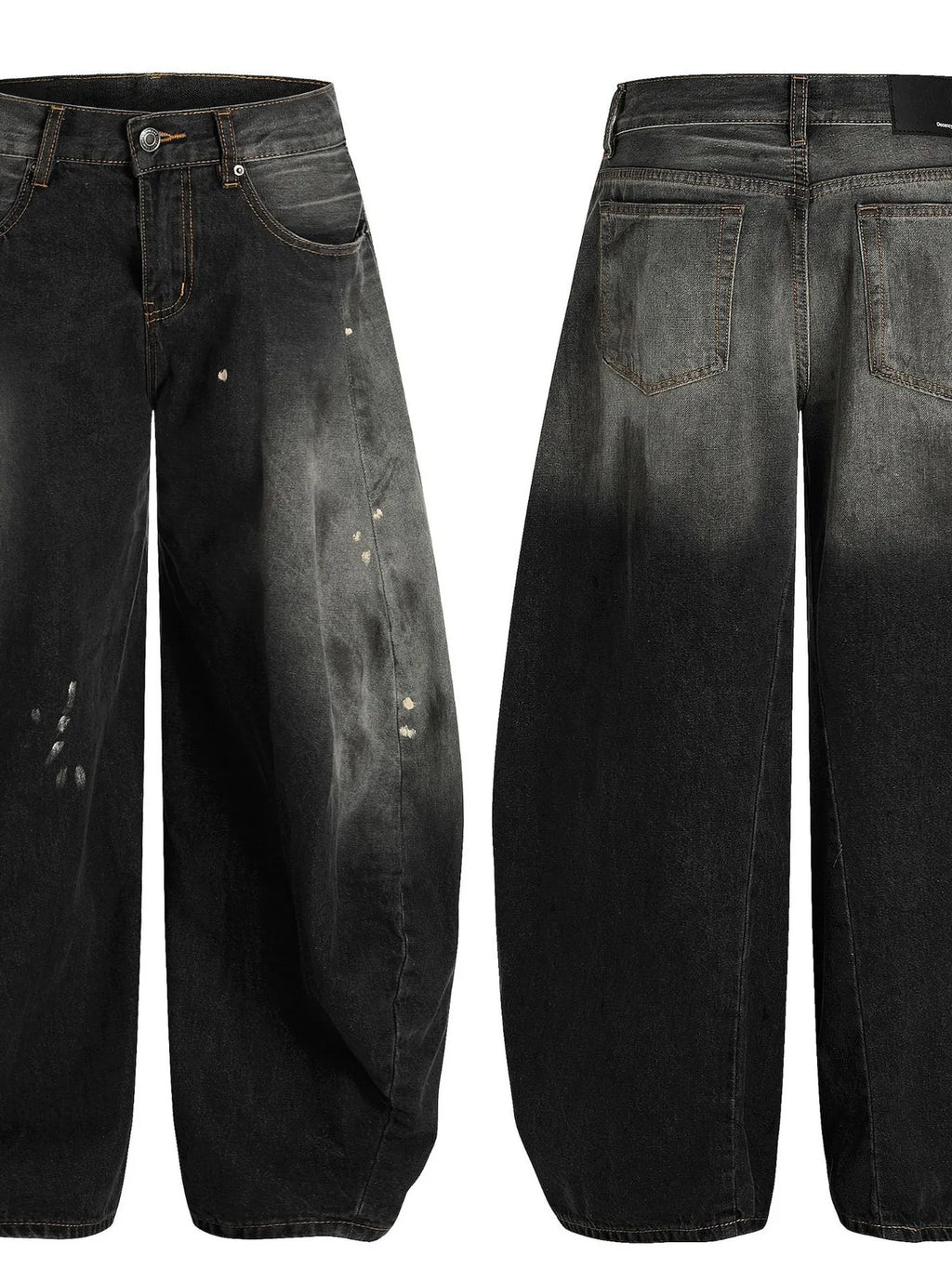 Men's Washed Balloon Wide Leg Jeans