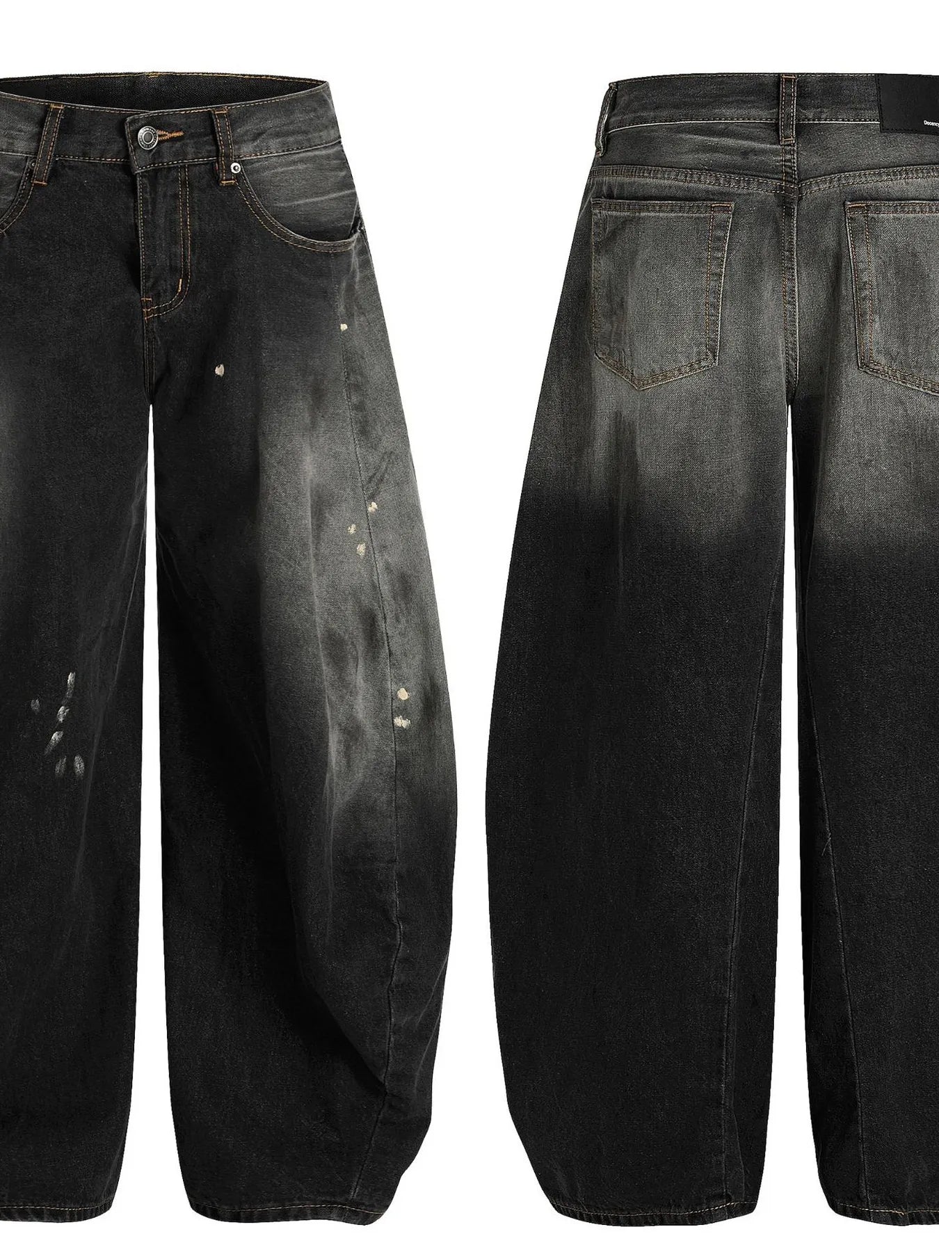 Men's Washed Balloon Wide Leg Jeans