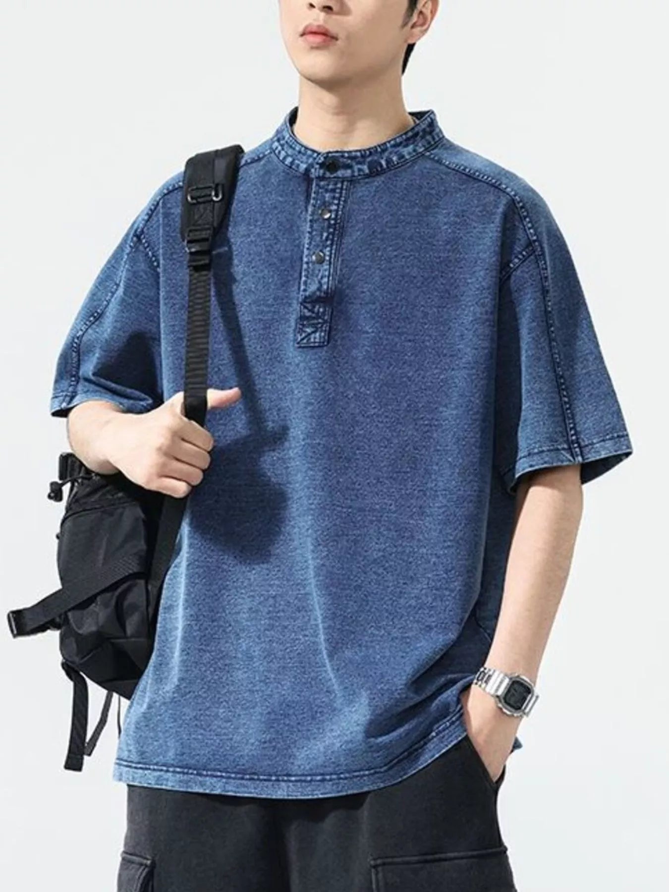 Men's Vintage Wash Short Sleeve Denim Shirt