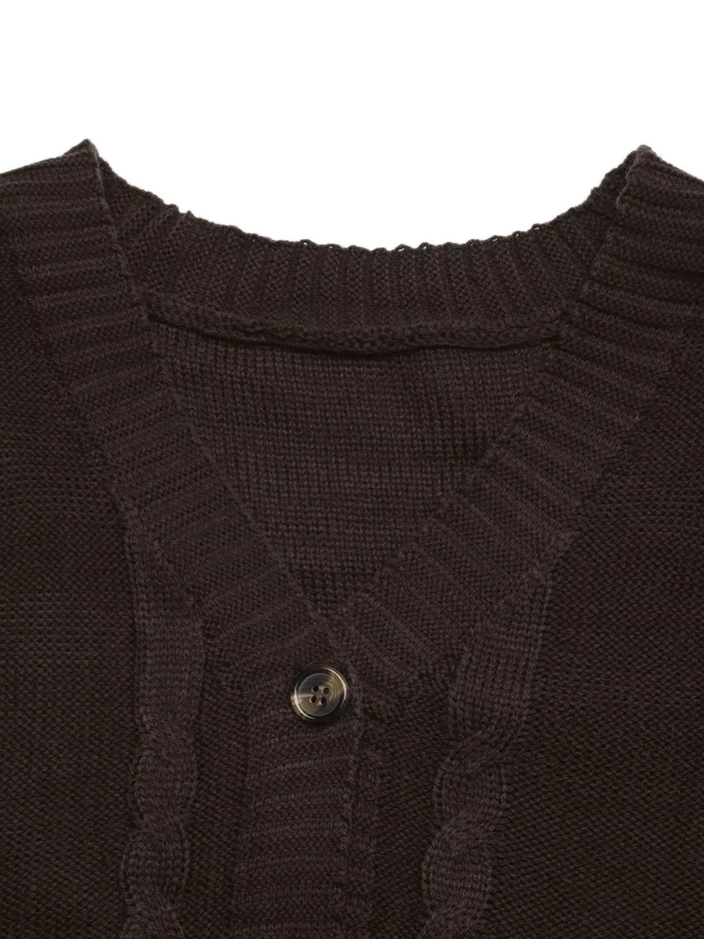 V-Neck Cable Knit Button-Down Cardigan