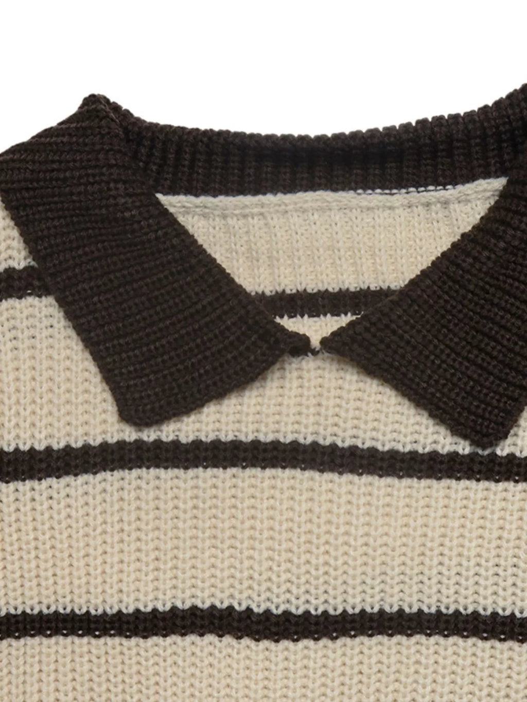 Striped Knit Polo Sweater