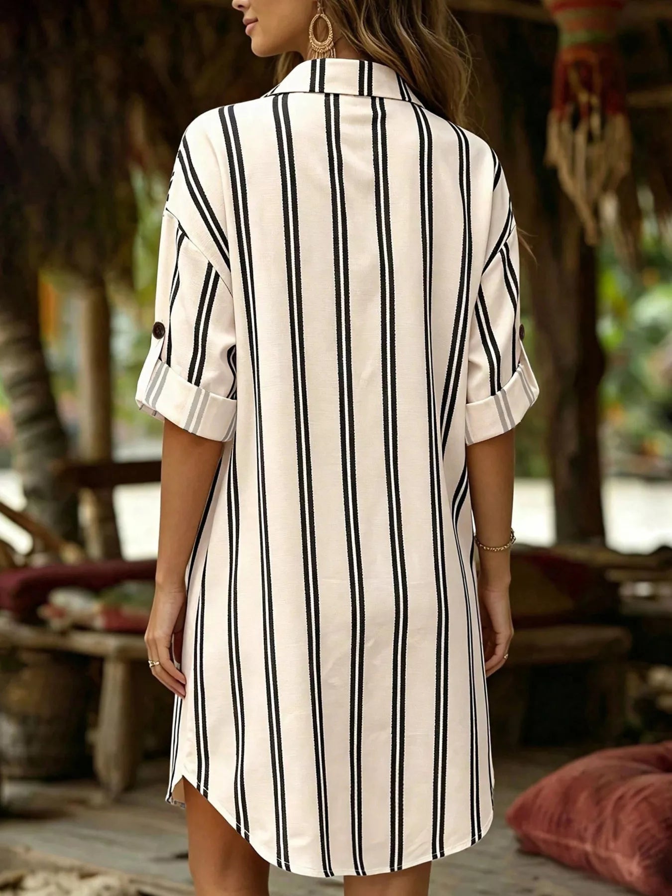 Striped Button-Down Shirt Dress