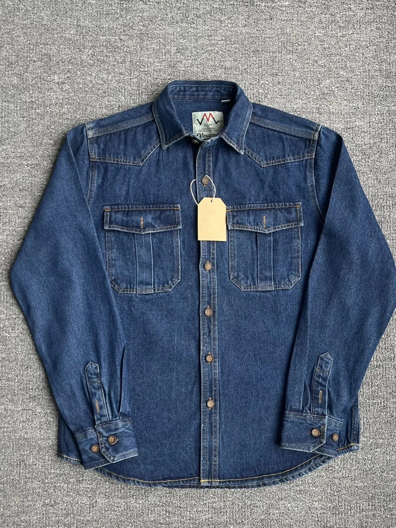 Men's Plus Size Button Up Washed Denim Shirt