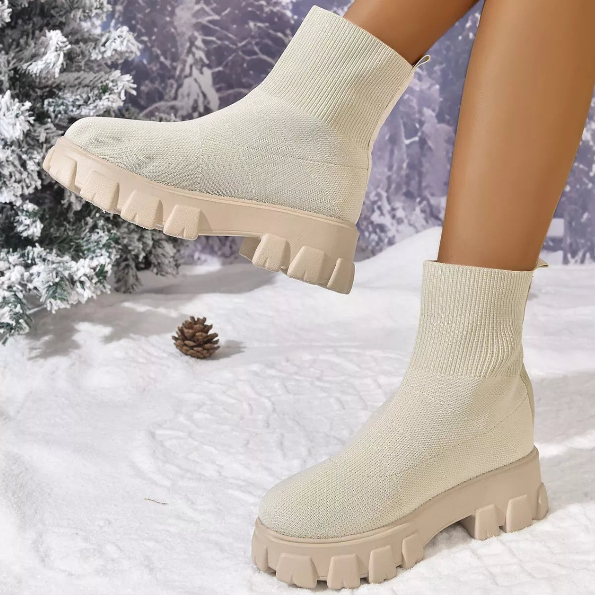 Round Toe Block Heels Boots