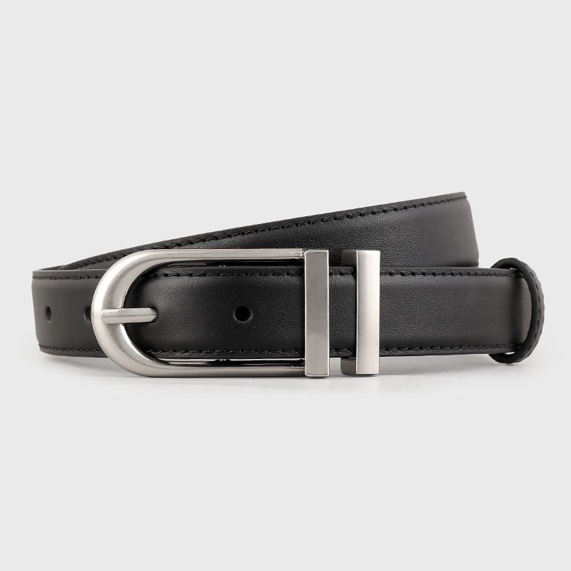 Leather Belt with Silver Buckle