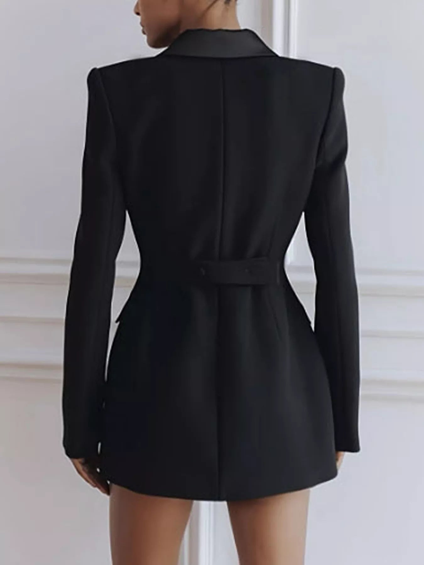 Satin Lapel Double-Breasted Blazer