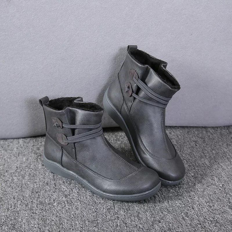 Button Detail Ankle Boots