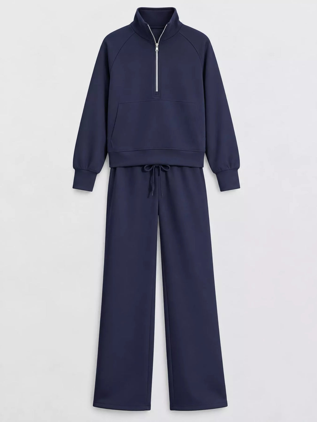 Half-Zip Sweatshirt and Wide-Leg Pants Set