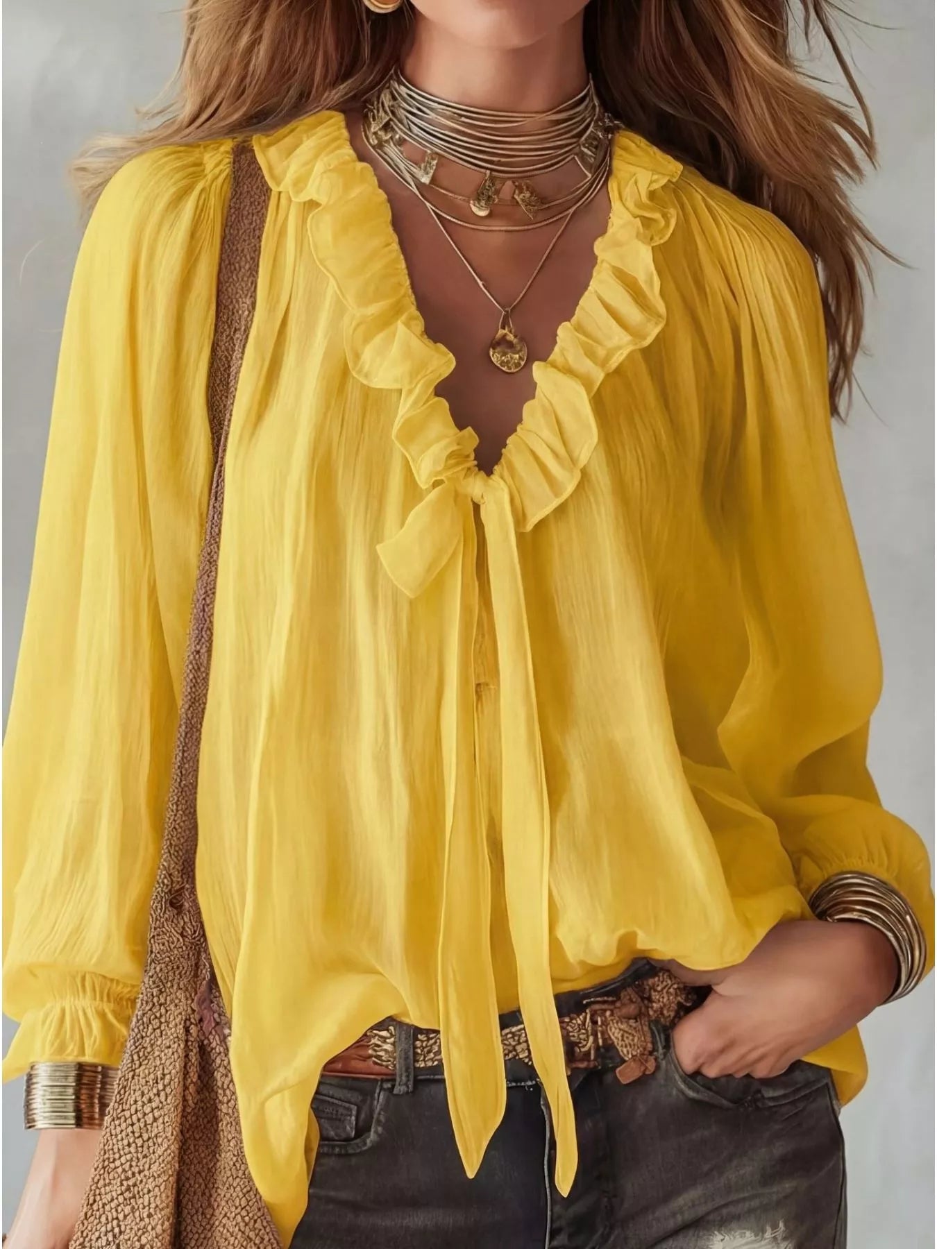 Ruffle Long Sleeve Blouse