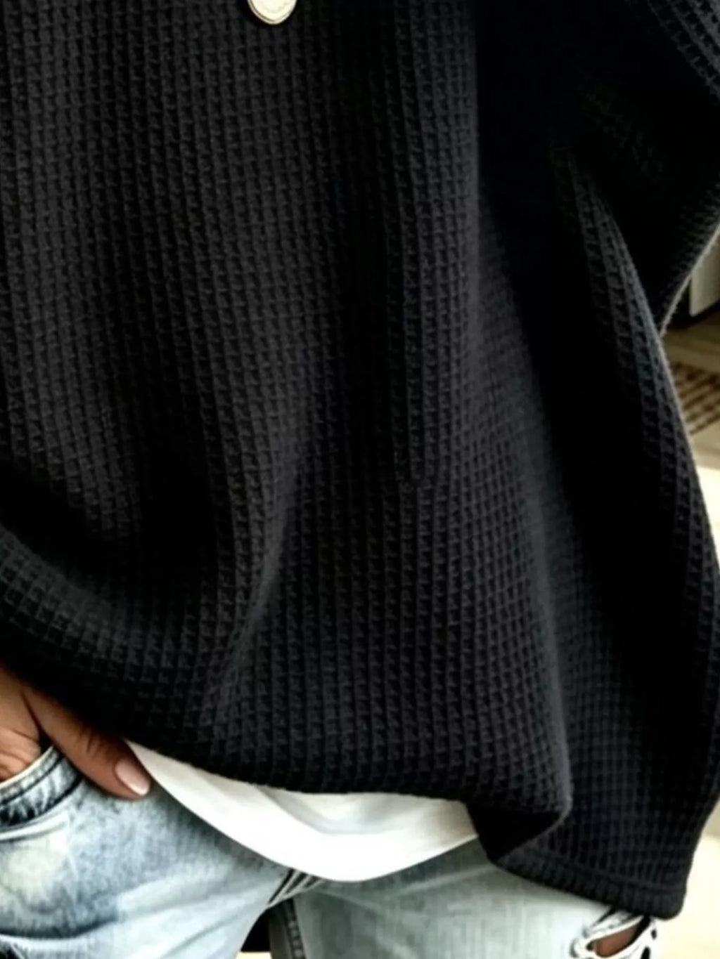Full Size Waffle Knit Boat Neck Sweatshirt Plus Size