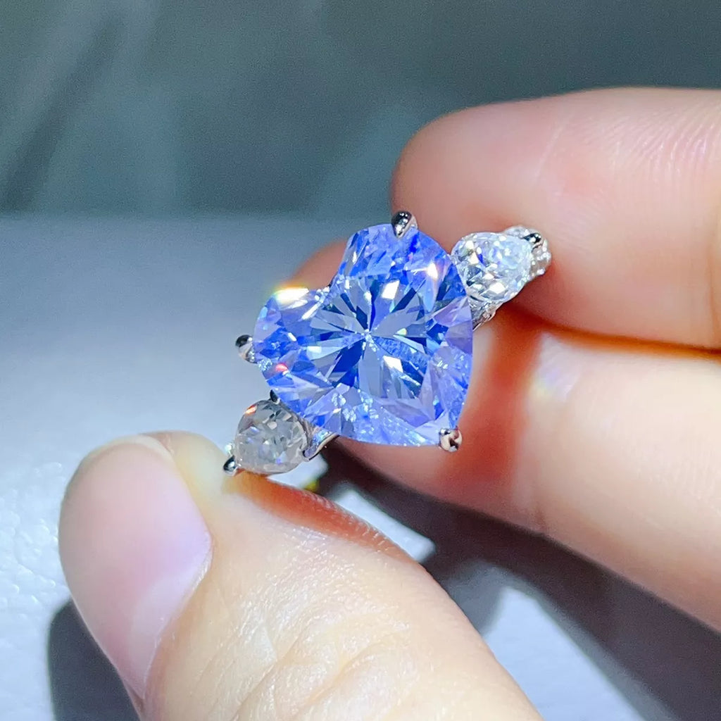 6 Carat 925 Sterling Silver Moissanite Heart Ring