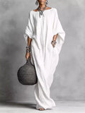 Loose Fit Boat Neck Maxi Dress