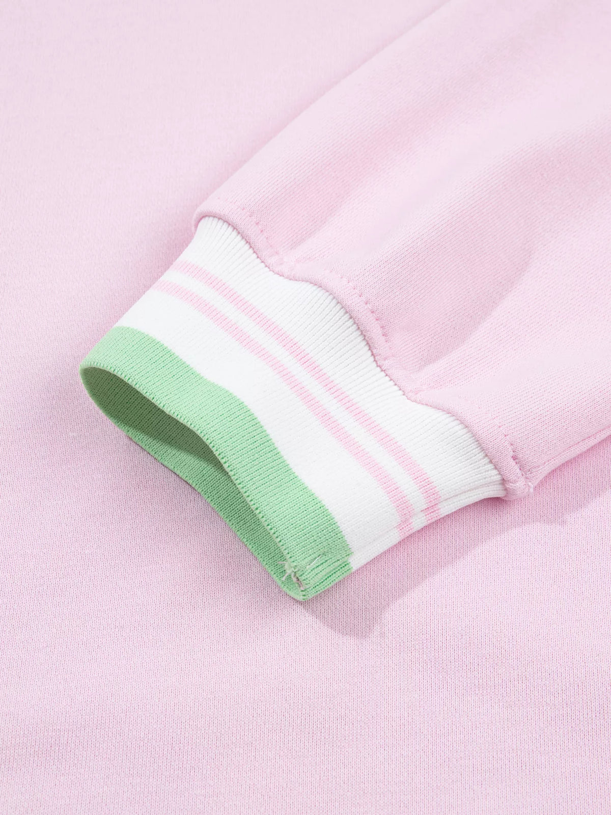 Contrast Striped Trim Baggy Pullover Sweatshirt