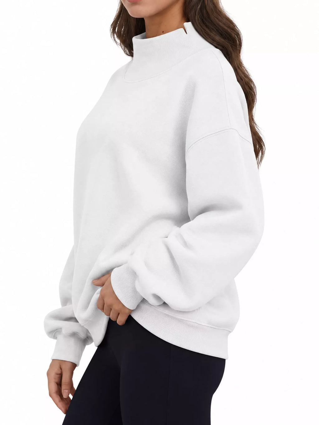 Oversized Mock Neck Long Sleeve Sweatshirt