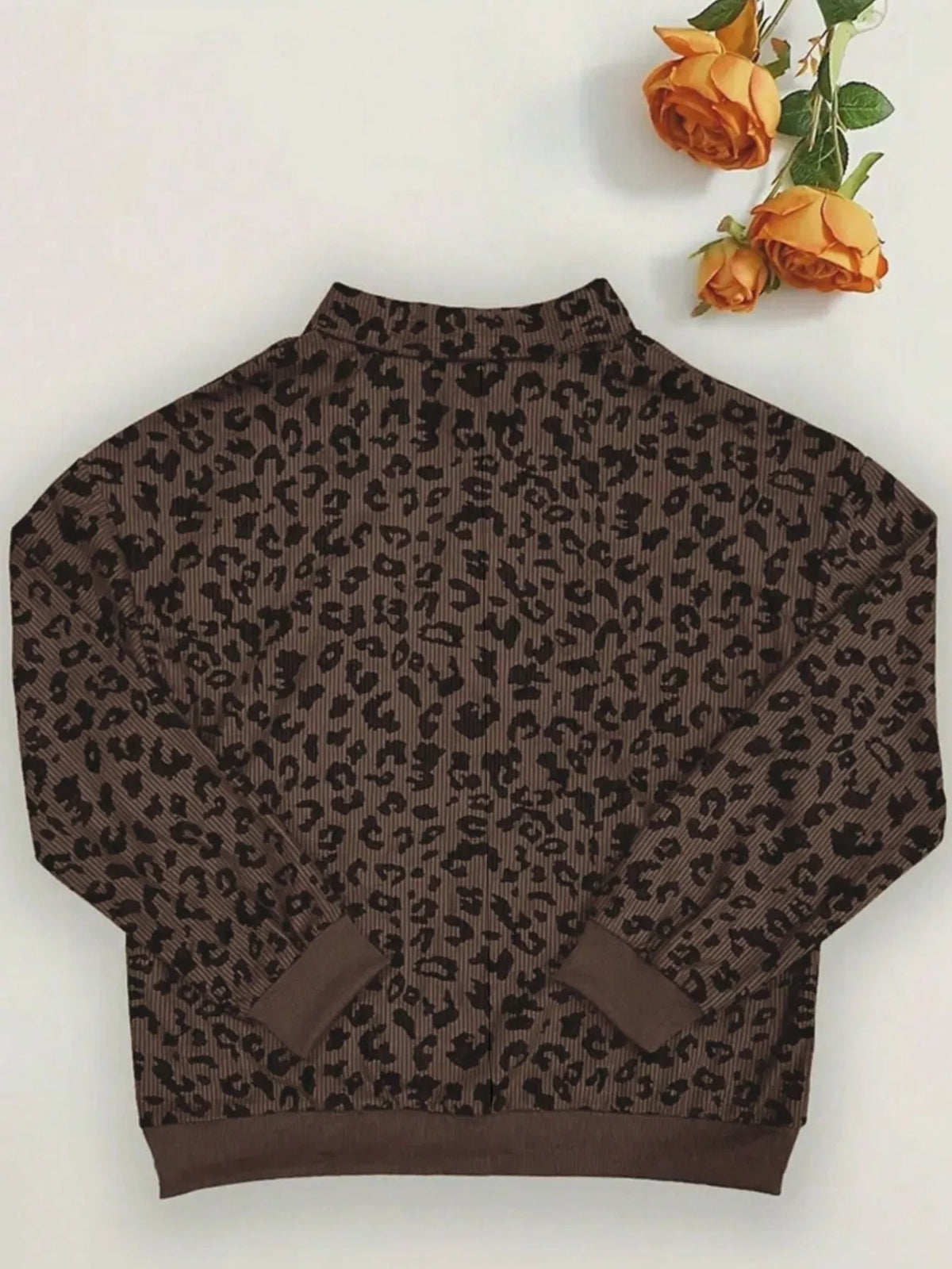 Leopard Print Quarter-Zip Sweatshirt