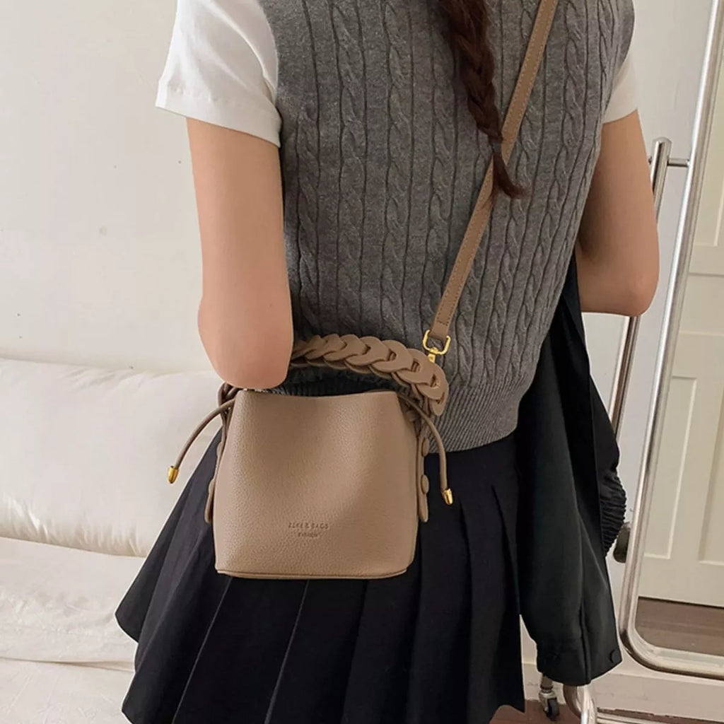 PU Leather Bucket Crossbody Bag