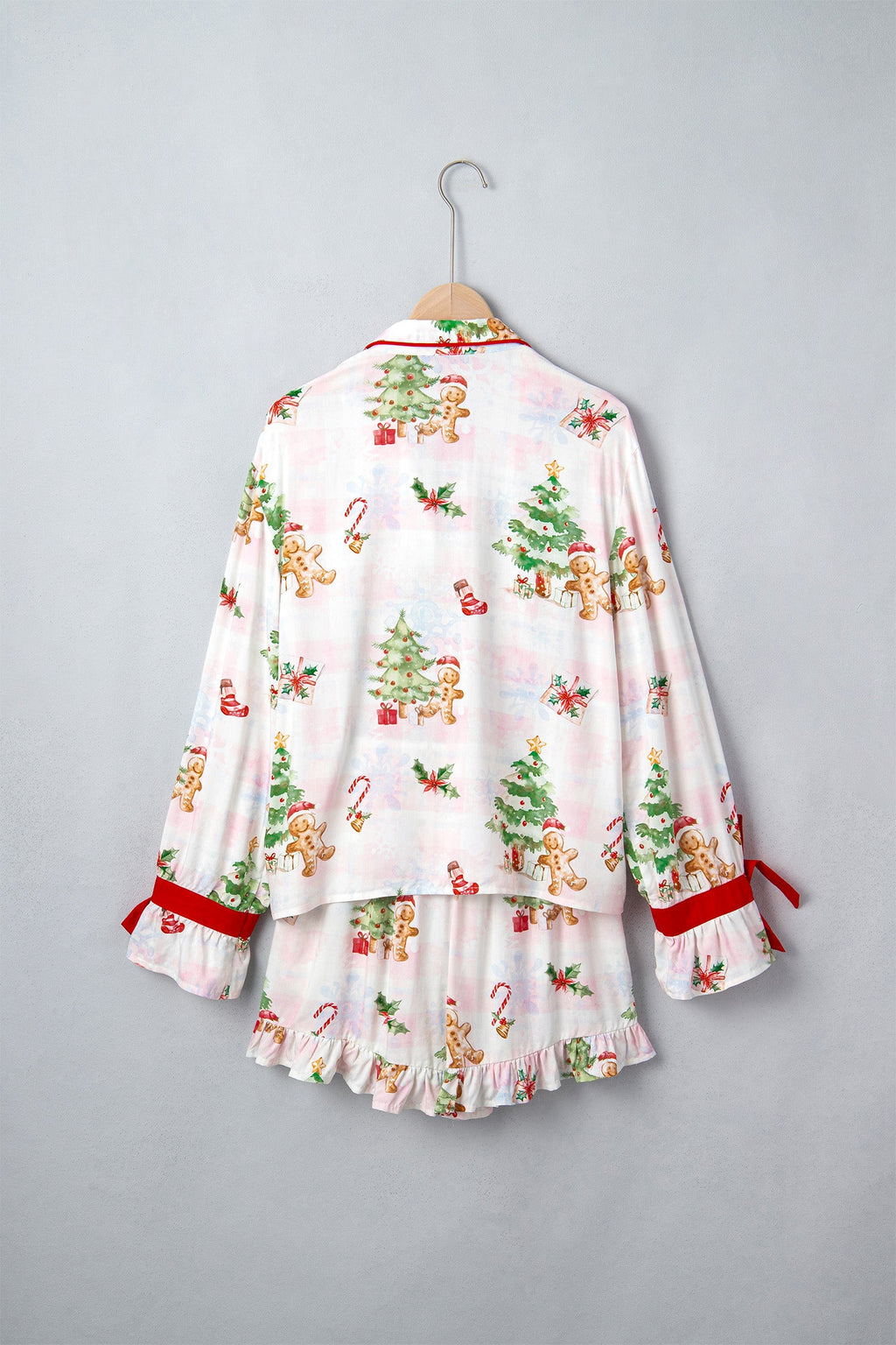 Christmas Bow Tie Long Sleeve Top & Shorts Pajama Set