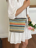 Striped Woven Crossbody Bag
