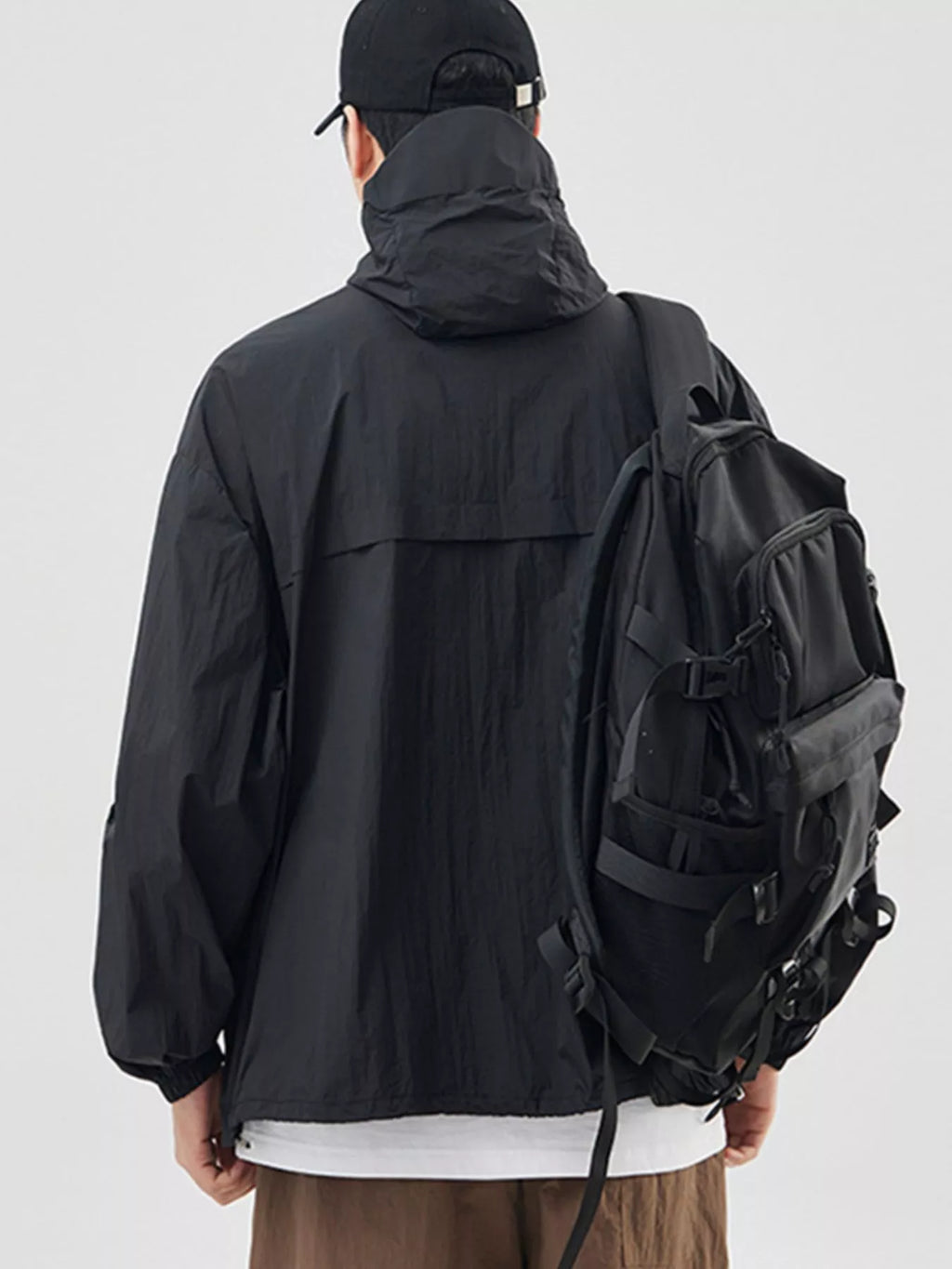 Men's Plus Size Lightweight Hooded Windbreaker Jacket