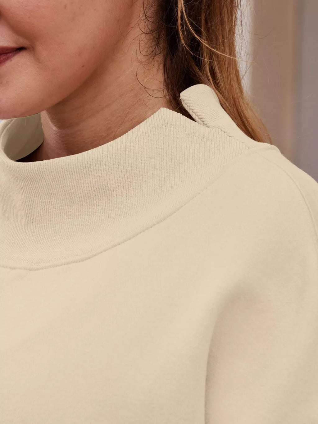 Oversized Mock Neck Long Sleeve Sweatshirt