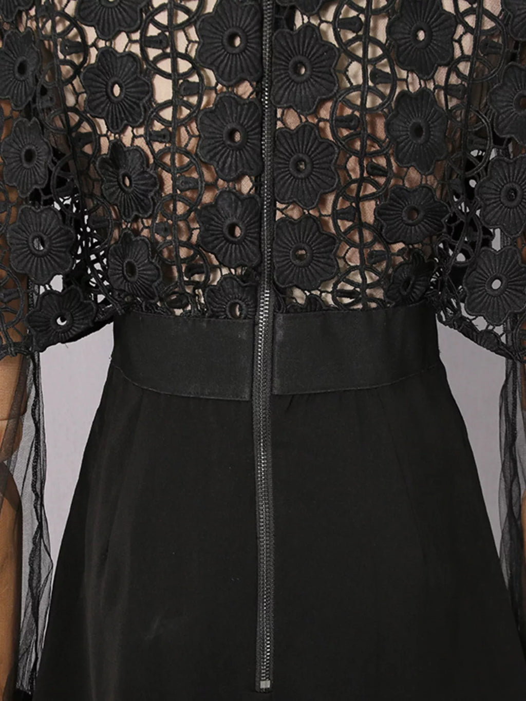 Lace Sheer Sleeve Mini Dress