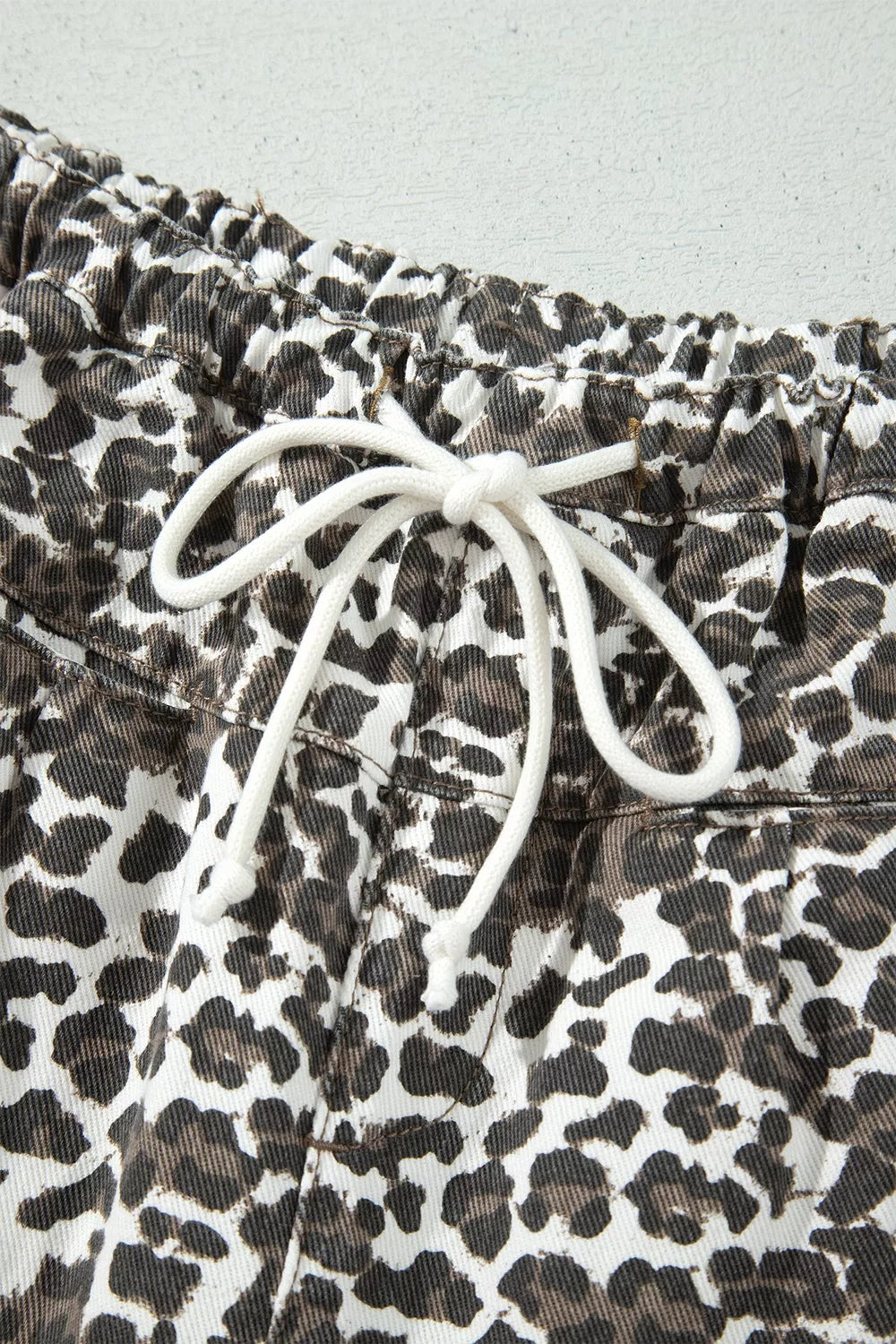 Leopard Patchwork Elastic Waist Jeans