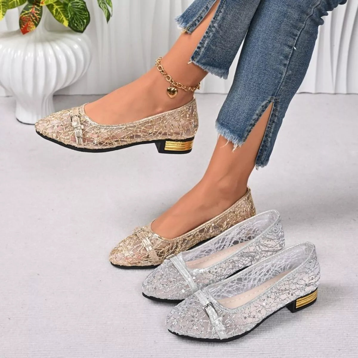 Point Toe Block Heels Loafers