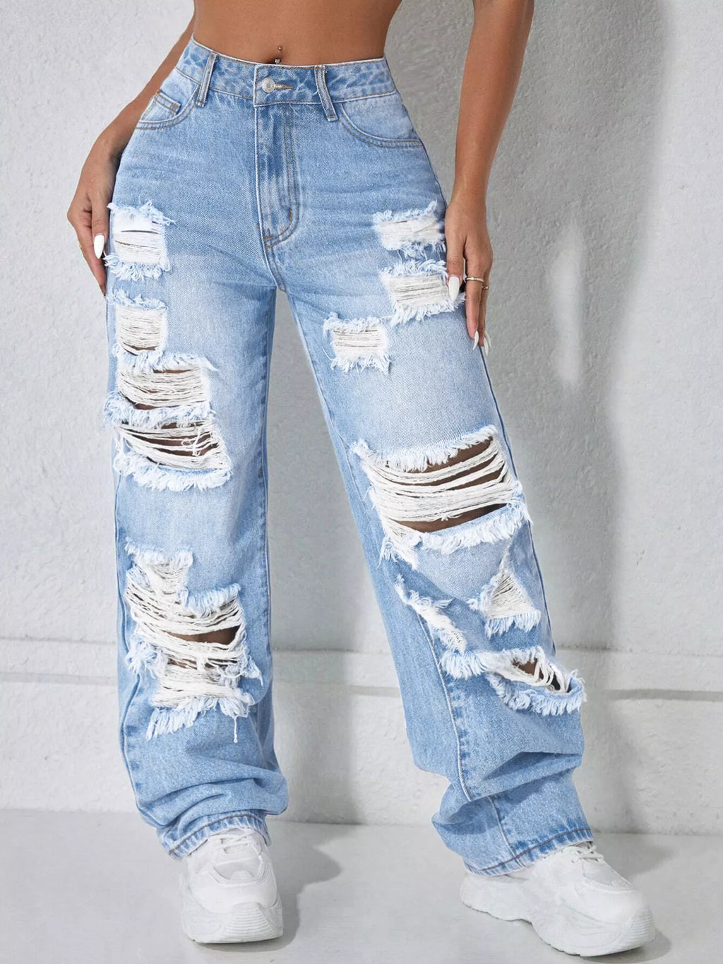 Distressed Wide Leg Jeans