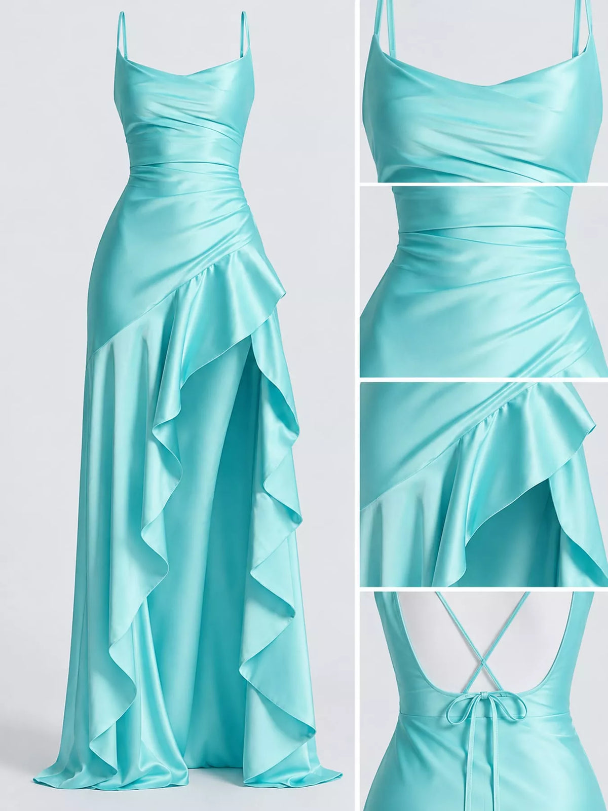 High-Low Ruffle Hem Evening Dress