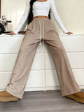 Full Size Drawstring High Waist Wide Leg Pants Plus Size