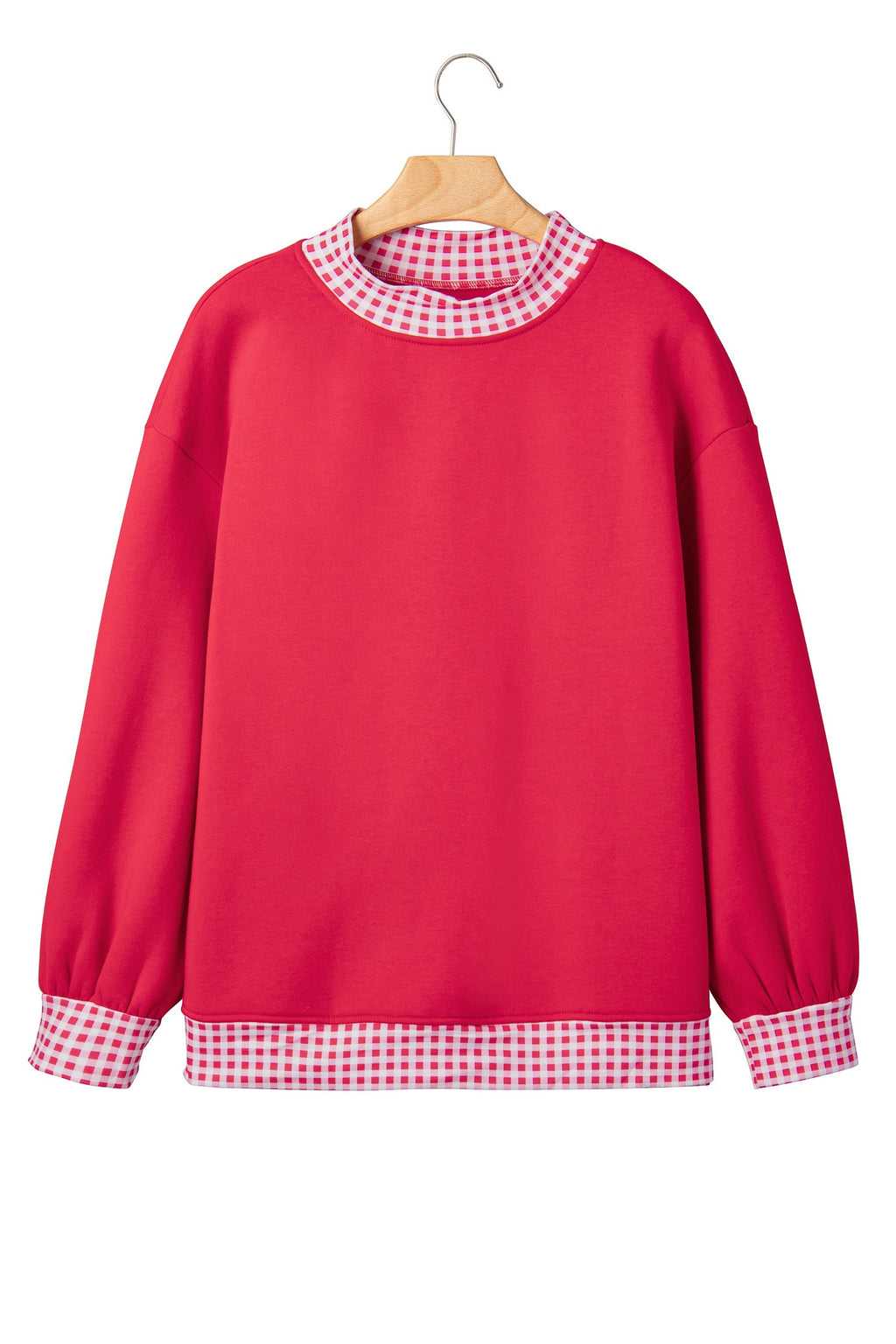 Brown Colorblock Polka Dot Contrast Trim Oversized Sweatshirt