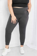 Pocketed High Waist Cuffed Active Pants – Charcoal