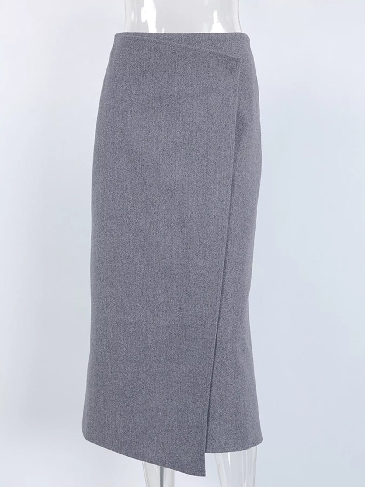 High-Waisted Wrap Midi Skirt