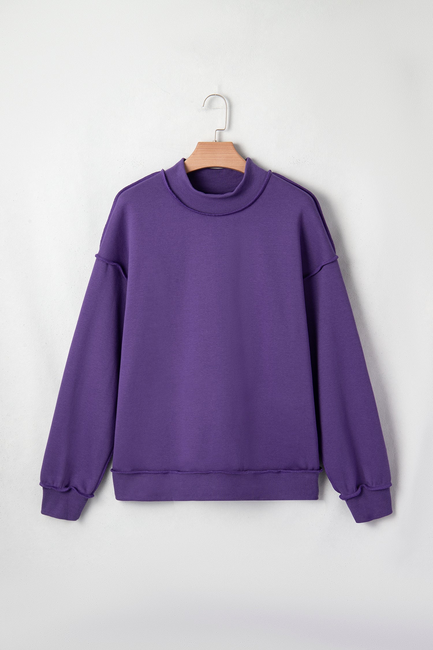 Tillandsia Purple Oversize Drop Shoulder Reversible Mock Neck Sweatshirt