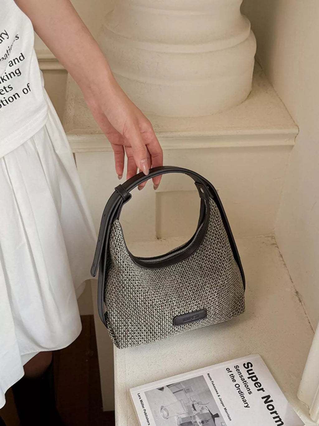 Textured Hobo Shoulder Bag