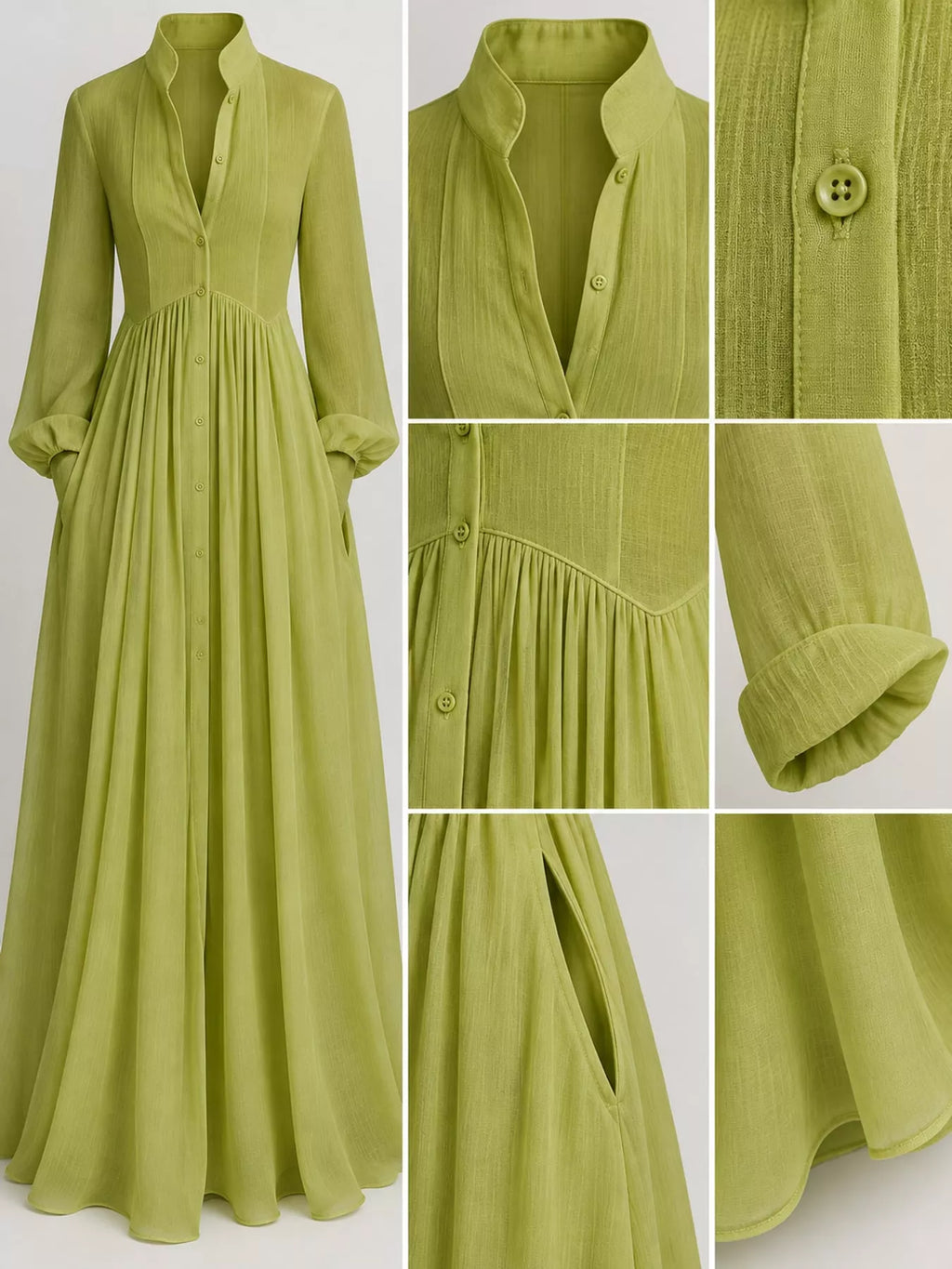 Full Size Long-Sleeve Button Front Maxi Dress Plus Size