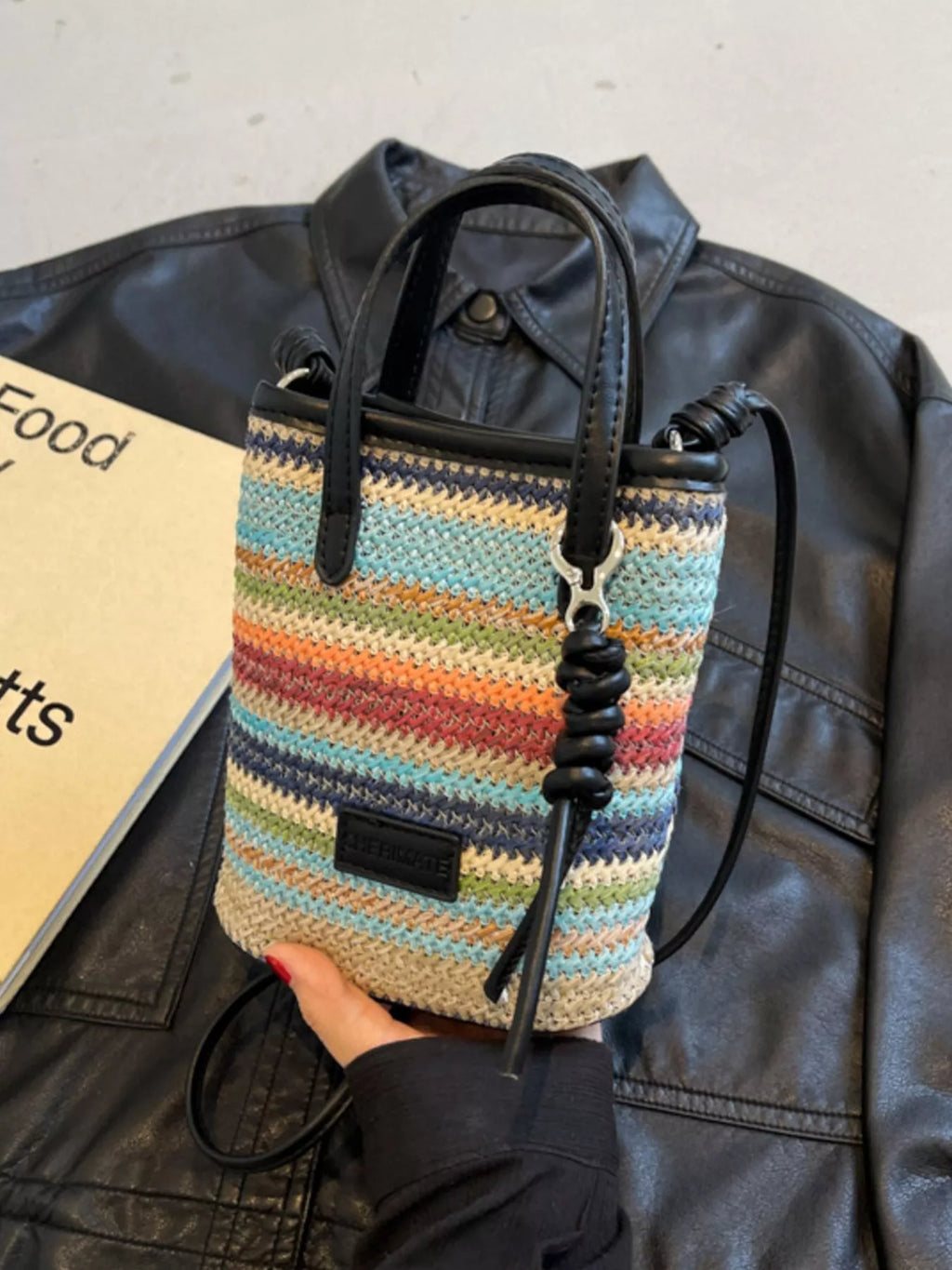 Striped Woven Mini Crossbody Bag