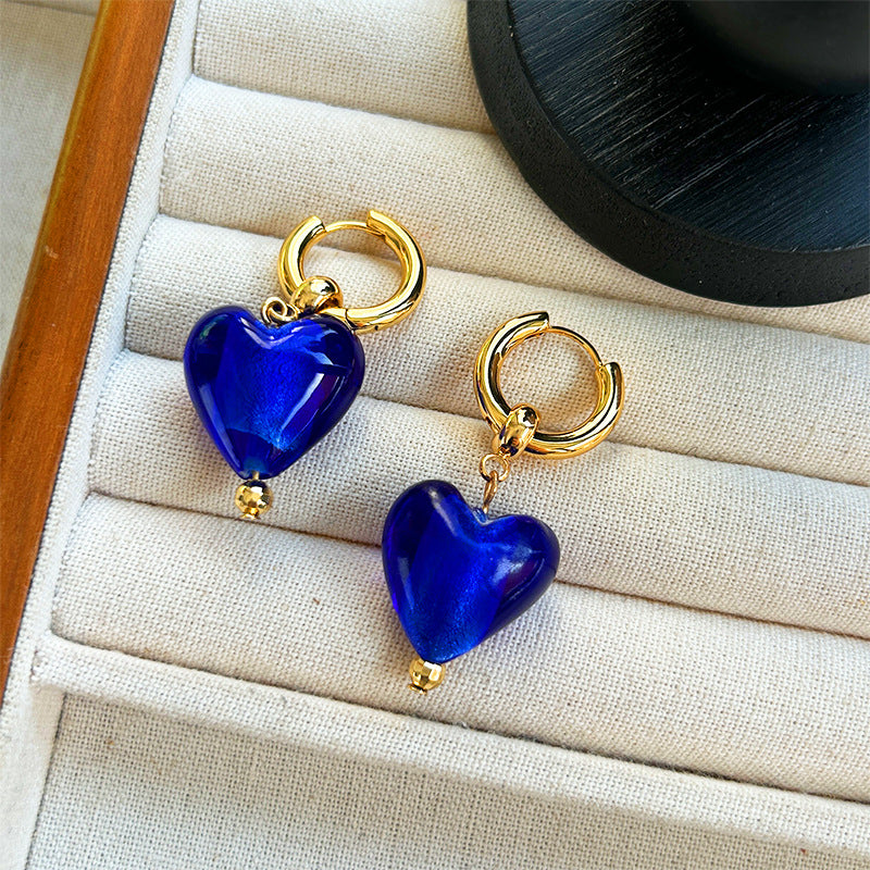 Handmade Gold Heart Shaped Hoop Earrings