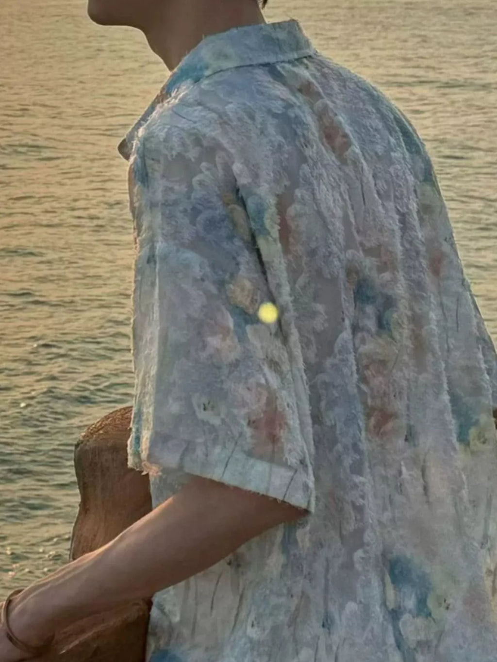 Men's Abstract Floral Print Textured Shirt
