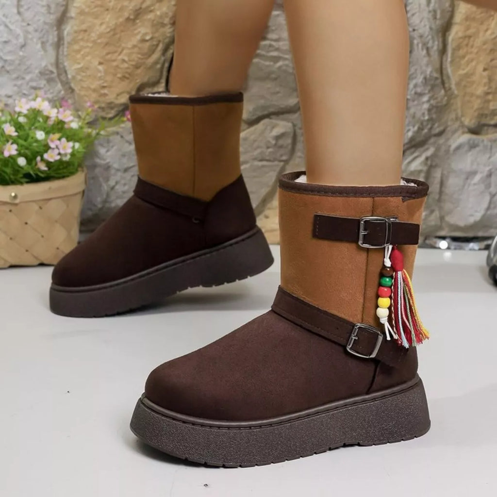 Bohemian Style Ankle Boots with Tassel Decor
