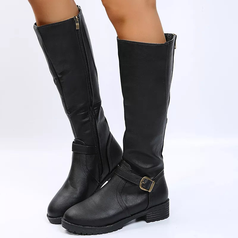 Round Toe Block Heels Boots