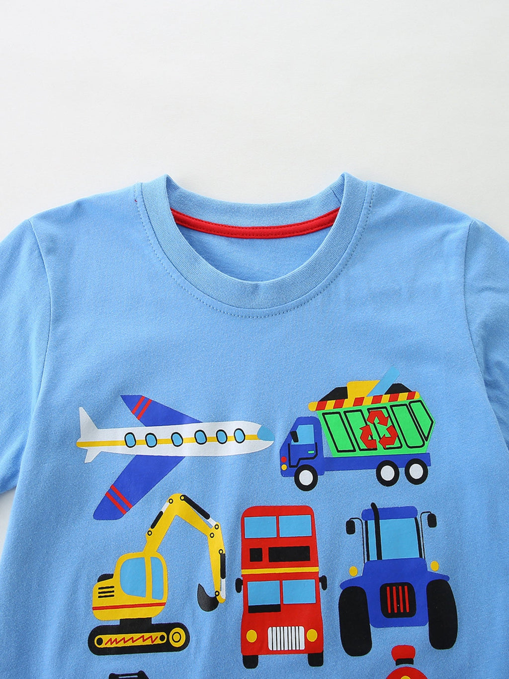 Children's Vehicle Print Short Sleeve T-Shirt 3 Piece Set