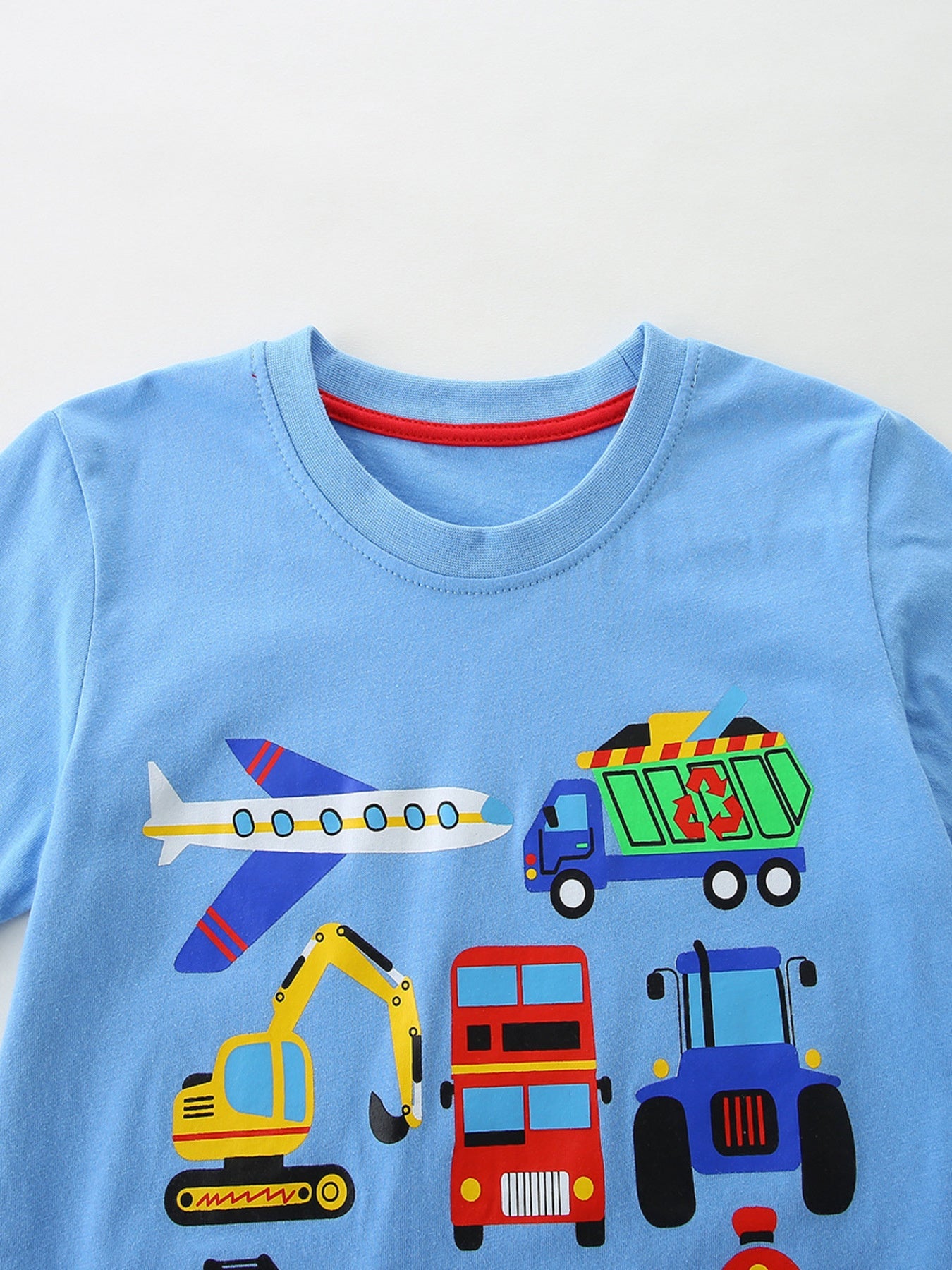 Children's Vehicle Print Short Sleeve T-Shirt 3 Piece Set
