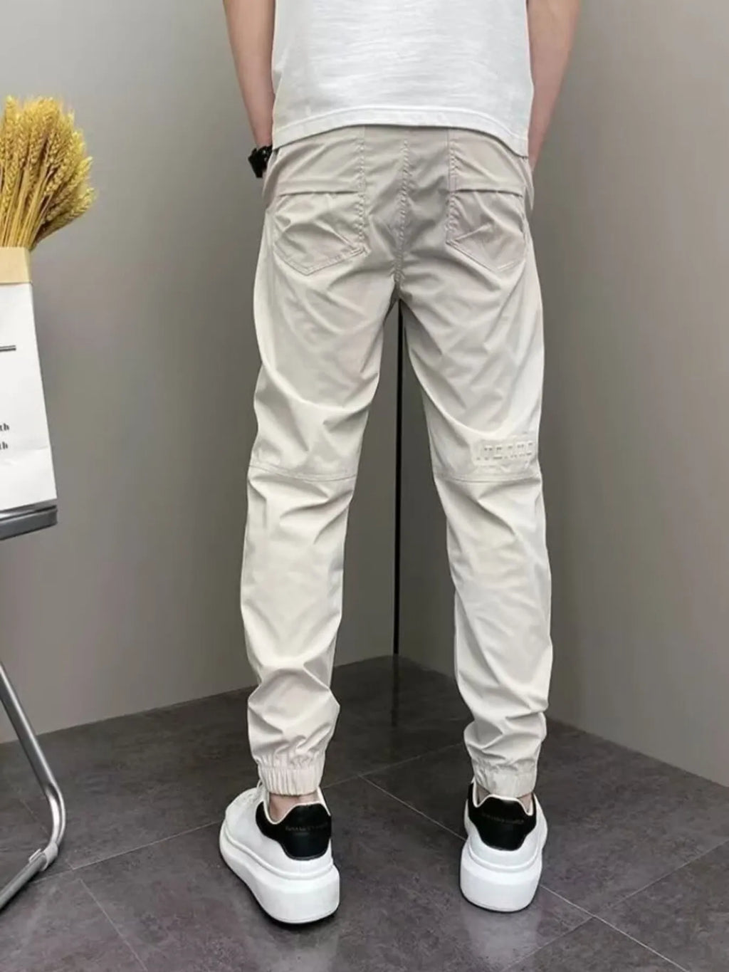 Men's Plus Size Casual Drawstring Ankle-Cuffed Pants