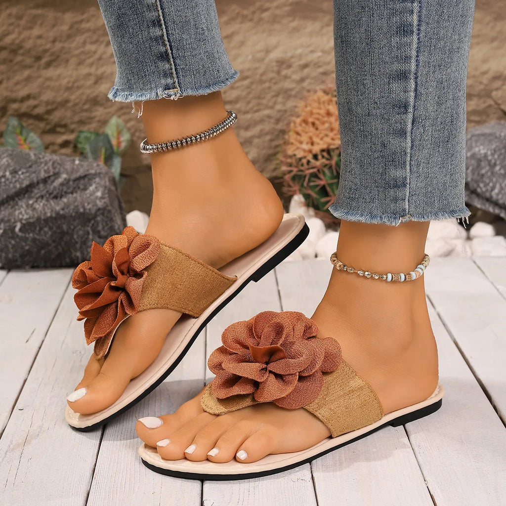 Flower Toe Post Flats Sandals